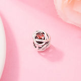 925 Sterling Silver DIY Eternity Circle Beads Bracelet - True Red