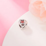 925 Sterling Silver DIY Eternity Circle Beads Bracelet - True Red