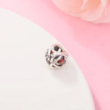 925 Sterling Silver DIY Eternity Circle Beads Bracelet - True Red