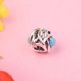 Turquoise Eternity Circle Beads Bracelet 925 Sterling Silver DIY Fits Charms