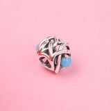 Turquoise Eternity Circle Beads Bracelet 925 Sterling Silver DIY Fits Charms