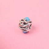 Turquoise Eternity Circle Beads Bracelet 925 Sterling Silver DIY Fits Charms