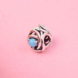 Turquoise Eternity Circle Beads Bracelet 925 Sterling Silver DIY Fits Charms