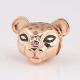 Rose Sparkling Lion Princess Beads 925 Sterling Silver Jewelry