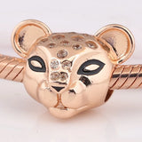 Rose Sparkling Lion Princess Beads 925 Sterling Silver Jewelry