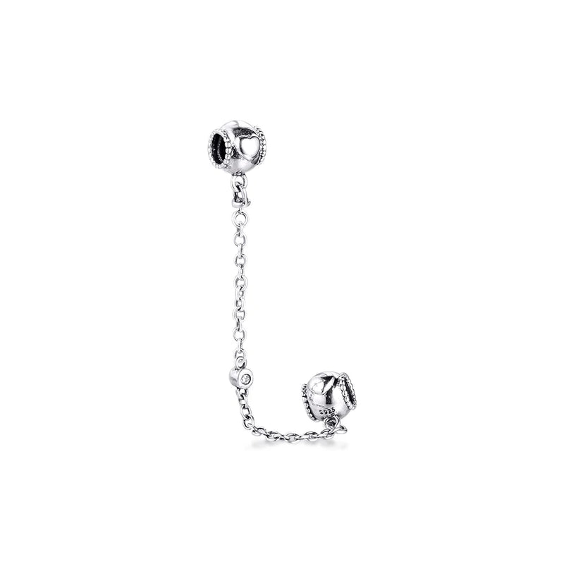 European Style Sterling Silver Beads Bracelet with Heart Charms