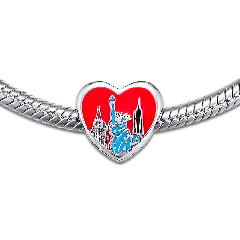 925 Sterling Silver Red Enamel Charms Beads for Europe Charm Bracelets