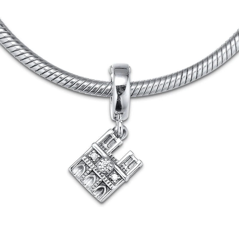 925 Silver Notre Dame Charm Bead with CZ