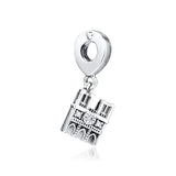 925 Silver Notre Dame Charm Bead with CZ