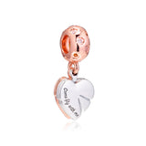 925 Sterling Silver Rose Leaves Beads with Clear CZ