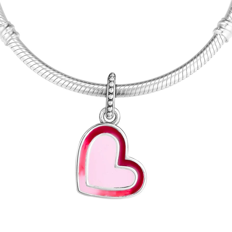 Asymmetric Heart of Love Beads 925 Sterling Silver Jewelry
