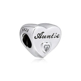 Auntie's Love Heart Beads 925 Sterling Silver Jewelry