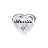 Auntie's Love Heart Beads 925 Sterling Silver Jewelry