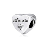 Auntie's Love Heart Beads 925 Sterling Silver Jewelry