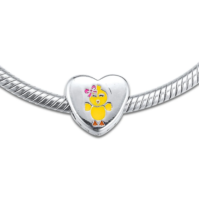 European Charms Bracelet Beads 925 Sterling Silver Yellow Enamel