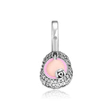 Beauty Lady Hat Beads Soft Pink Enamel 100% 925 Sterling-Silver-Jewelry