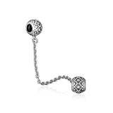 Enchanted Heart Safety Chain Beads 100% 925 Sterling Silver Jewelry