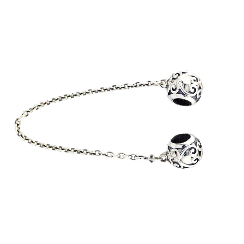Enchanted Heart Safety Chain Bead 925 Sterling-Silver