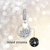 925 Sterling Silver Half Daisy Beads with Clear CZ