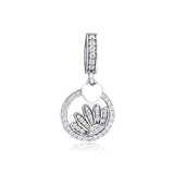 925 Sterling Silver Half Daisy Beads with Clear CZ