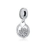 925 Sterling Silver Half Daisy Beads with Clear CZ