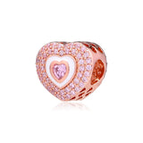 925 Sterling Silver Hearts on Hearts Rose Beads for Europe Charms Bracelets