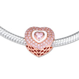 925 Sterling Silver Hearts on Hearts Rose Beads for Europe Charms Bracelets