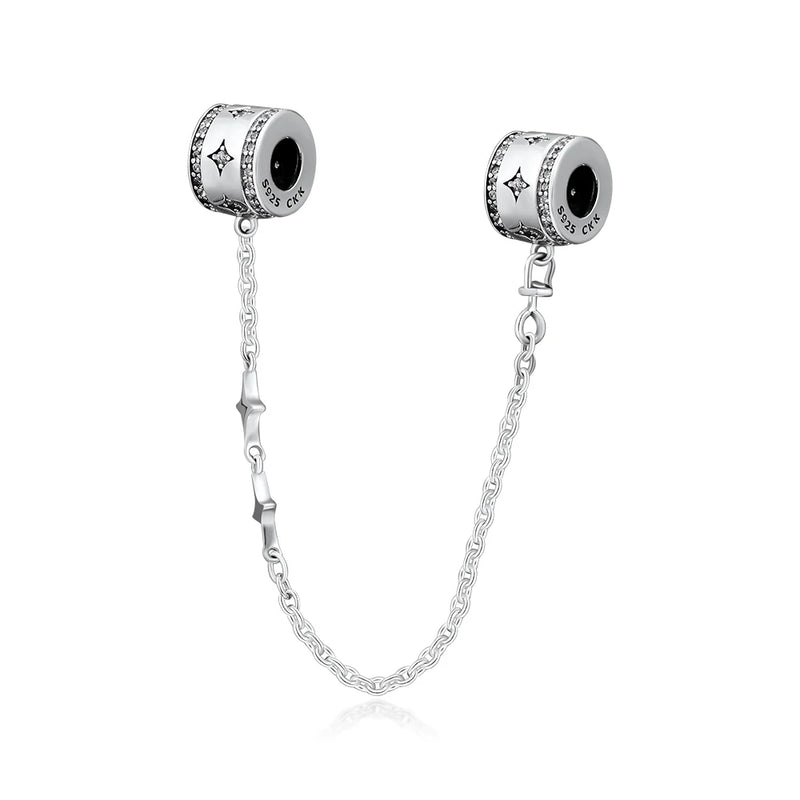 Europe Charms Bracelet Safety Chain Beads 925 Sterling Silver Jewelry