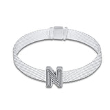 Europe Charms Bracelet Letter N Clip Bead 925 Sterling Silver Jewelry