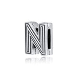 Europe Charms Bracelet Letter N Clip Bead 925 Sterling Silver Jewelry