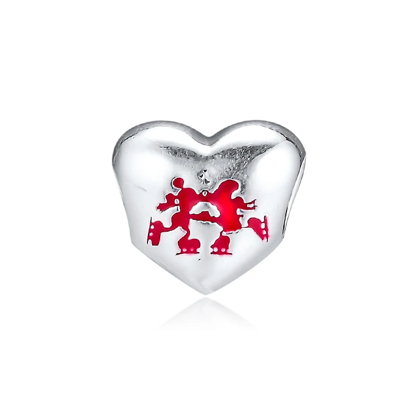 European Charm Bracelet Sterling Silver Heart Beads Jewelry