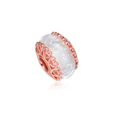 925 Silver Rose Glass Beads Charms Jewelry Set