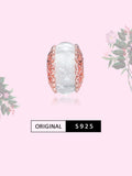 925 Silver Rose Glass Beads Charms Jewelry Set