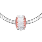 925 Silver Rose Glass Beads Charms Jewelry Set