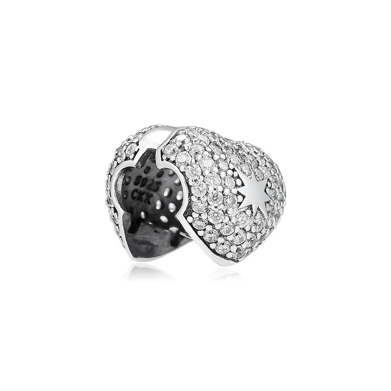 925 Silver Star in My Heart Clip Beads Jewelry