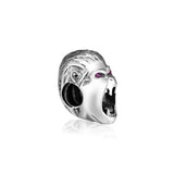 Sterling Silver DIY Orang Head Bead Purple CZ Bracelet Charm