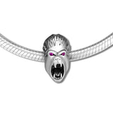 Sterling Silver DIY Orang Head Bead Purple CZ Bracelet Charm