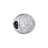 925 Sterling Silver Pave Sphere Beads Clear CZ Charms
