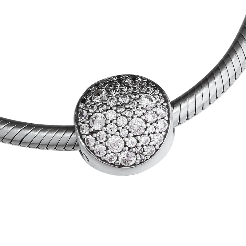 925 Sterling Silver Pave Sphere Beads Clear CZ Charms