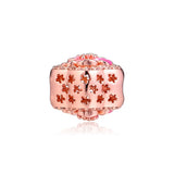 European Charm Bracelet Rose Peach Blossom Flower Beads 925 Sterling Silver