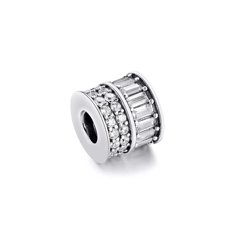 Europe Charms Bracelet Path Beads with CZ 925 Sterling Silver Jewelry