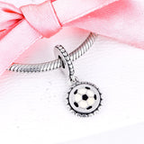 Soccer Dangle Enamel Beads 925 Sterling Silver Jewelry