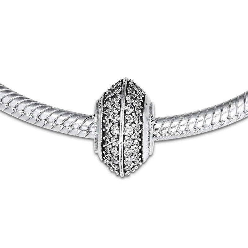 Europe Charms Bracelet Pave Beads 925 Sterling Silver Jewelry
