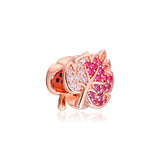 Pave Leaf Rose Beads 925 Sterling Silver Charms Bracelet DIY Fits Europe