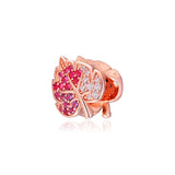 Pave Leaf Rose Beads 925 Sterling Silver Charms Bracelet DIY Fits Europe