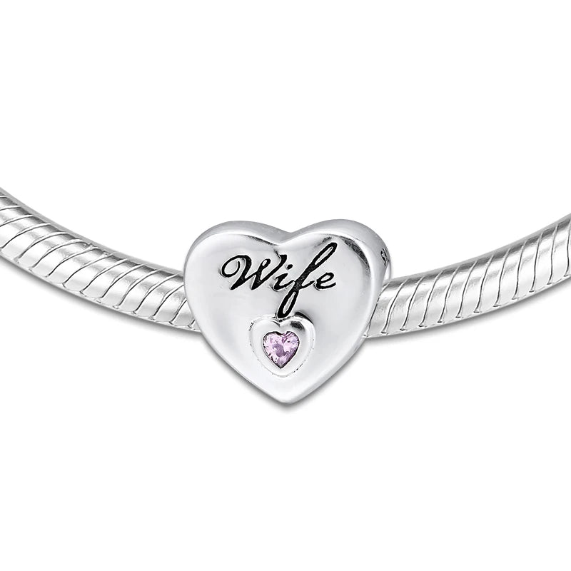 925 Silver Heart Beads for Europe Charm Bracelets DIY