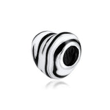 European Charms Bracelet Stripes Beads 925 Sterling Silver DIY Fits