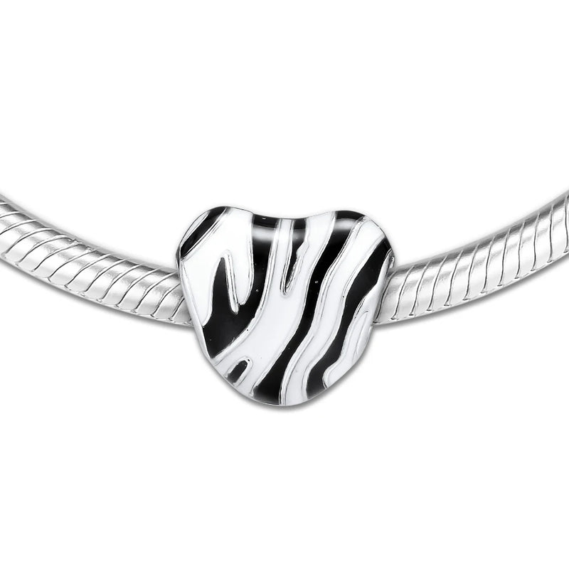 European Charms Bracelet Stripes Beads 925 Sterling Silver DIY Fits