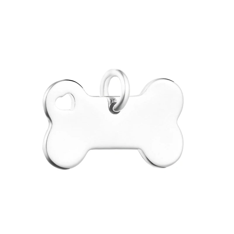 Engravable Dog Bone Tag Bead for Charms Bracelets 925 Sterling Silver