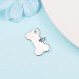 Engravable Dog Bone Tag Bead for Charms Bracelets 925 Sterling Silver